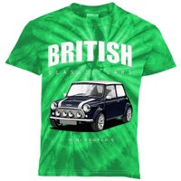 British Classic Car Dark Blue Mini Sports Car Kids Tie-Dye T-Shirt