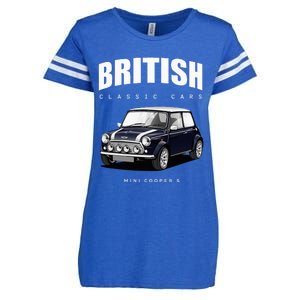 British Classic Car Dark Blue Mini Sports Car Enza Ladies Jersey Football T-Shirt