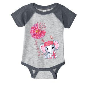 Breast Cancer Cute Elephant With Sunflower And Pink Ribbon Infant Baby Jersey Bodysuit