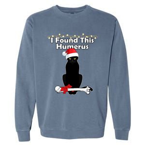 Black Cat Christmas Lights Xmas Funny Cats Gift Garment-Dyed Sweatshirt