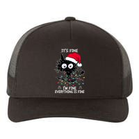 Black Cat christmas It's Fine I'm Fine Everything Is Fine Yupoong Adult 5-Panel Trucker Hat