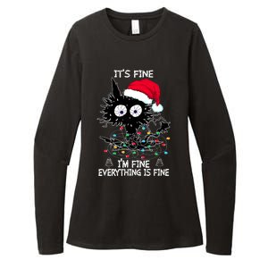 Black Cat christmas It's Fine I'm Fine Everything Is Fine Womens CVC Long Sleeve Shirt