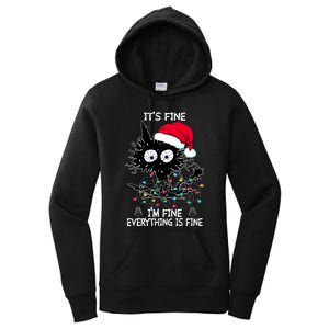 Black Cat christmas It's Fine I'm Fine Everything Is Fine Women's Pullover Hoodie