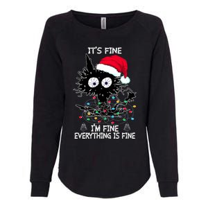 Black Cat christmas It's Fine I'm Fine Everything Is Fine Womens California Wash Sweatshirt