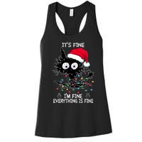 Black Cat christmas It's Fine I'm Fine Everything Is Fine Women's Racerback Tank