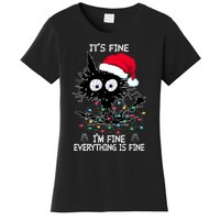 Black Cat christmas It's Fine I'm Fine Everything Is Fine Women's T-Shirt