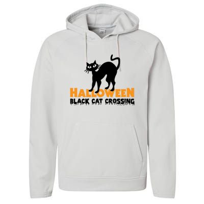 Black Cat Crossing Funny Original Halloween Party Knitwear Gift Performance Fleece Hoodie