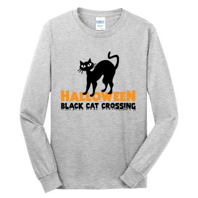 Black Cat Crossing Funny Original Halloween Party Knitwear Gift Tall Long Sleeve T-Shirt