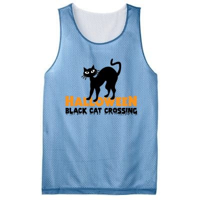 Black Cat Crossing Funny Original Halloween Party Knitwear Gift Mesh Reversible Basketball Jersey Tank