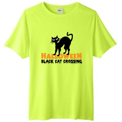 Black Cat Crossing Funny Original Halloween Party Knitwear Gift Tall Fusion ChromaSoft Performance T-Shirt