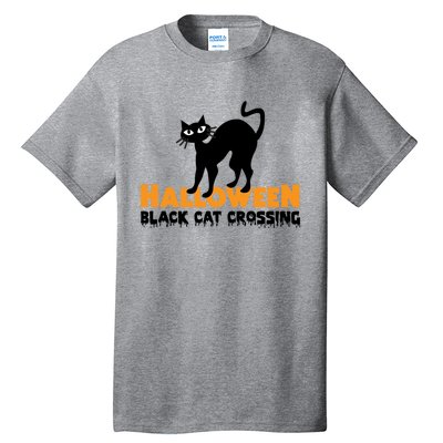 Black Cat Crossing Funny Original Halloween Party Knitwear Gift Tall T-Shirt