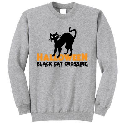 Black Cat Crossing Funny Original Halloween Party Knitwear Gift Tall Sweatshirt