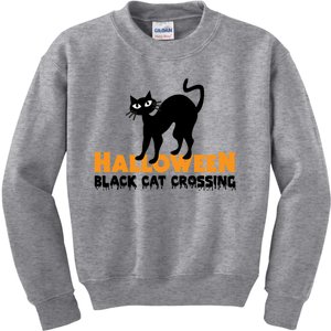 Black Cat Crossing Funny Original Halloween Party Knitwear Gift Kids Sweatshirt