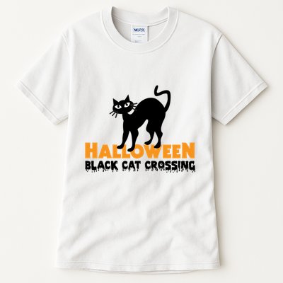 Black Cat Crossing Funny Original Halloween Party Knitwear Gift Tall T-Shirt