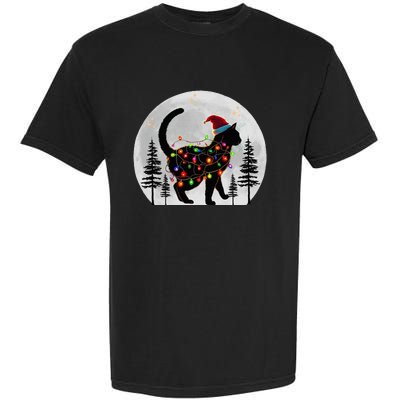 Black Cat Christmas Santa Hat Meowy Cats Garment-Dyed Heavyweight T-Shirt