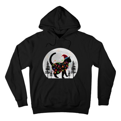 Black Cat Christmas Santa Hat Meowy Cats Hoodie