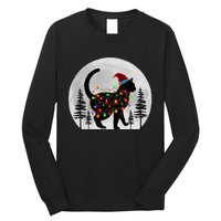 Black Cat Christmas Santa Hat Meowy Cats Long Sleeve Shirt