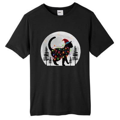 Black Cat Christmas Santa Hat Meowy Cats Tall Fusion ChromaSoft Performance T-Shirt