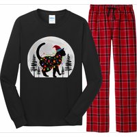 Black Cat Christmas Santa Hat Meowy Cats Long Sleeve Pajama Set