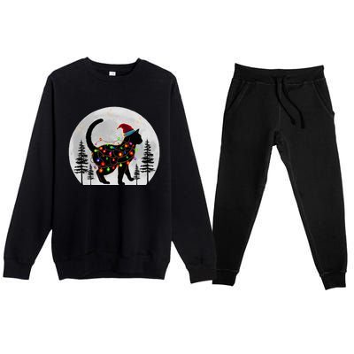 Black Cat Christmas Santa Hat Meowy Cats Premium Crewneck Sweatsuit Set