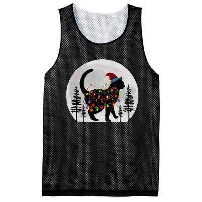 Black Cat Christmas Santa Hat Meowy Cats Mesh Reversible Basketball Jersey Tank