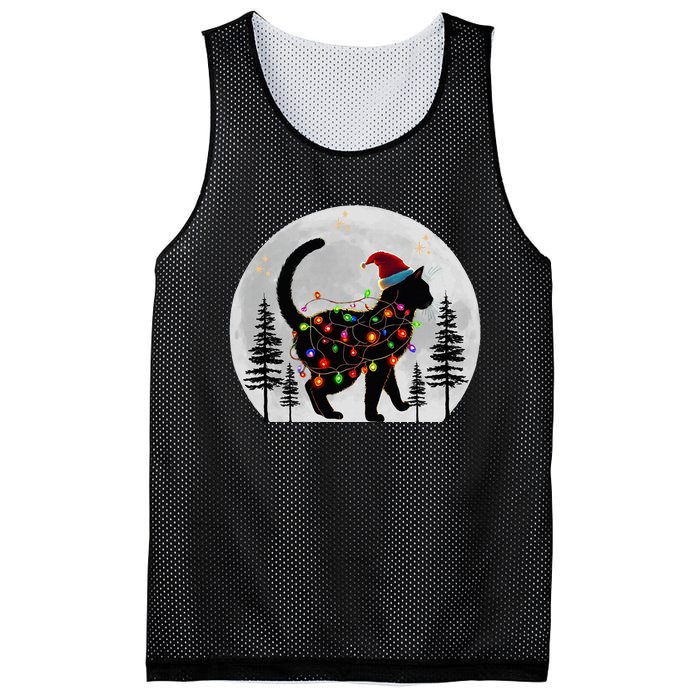 Black Cat Christmas Santa Hat Meowy Cats Mesh Reversible Basketball Jersey Tank