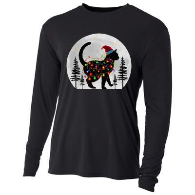 Black Cat Christmas Santa Hat Meowy Cats Cooling Performance Long Sleeve Crew