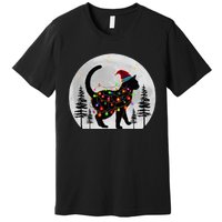 Black Cat Christmas Santa Hat Meowy Cats Premium T-Shirt