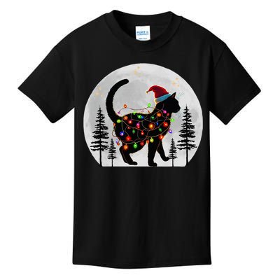 Black Cat Christmas Santa Hat Meowy Cats Kids T-Shirt