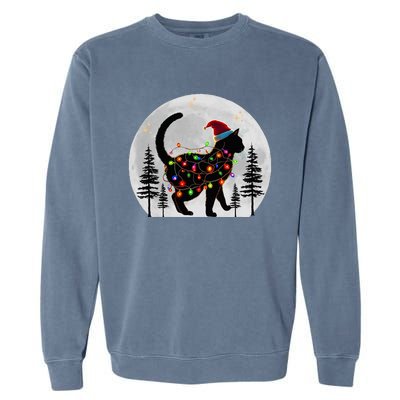 Black Cat Christmas Santa Hat Meowy Cats Garment-Dyed Sweatshirt