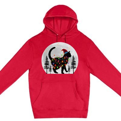 Black Cat Christmas Santa Hat Meowy Cats Premium Pullover Hoodie