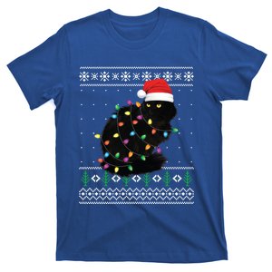 Black Cat Christmas Ugly Funny Santa Cat Gift T-Shirt