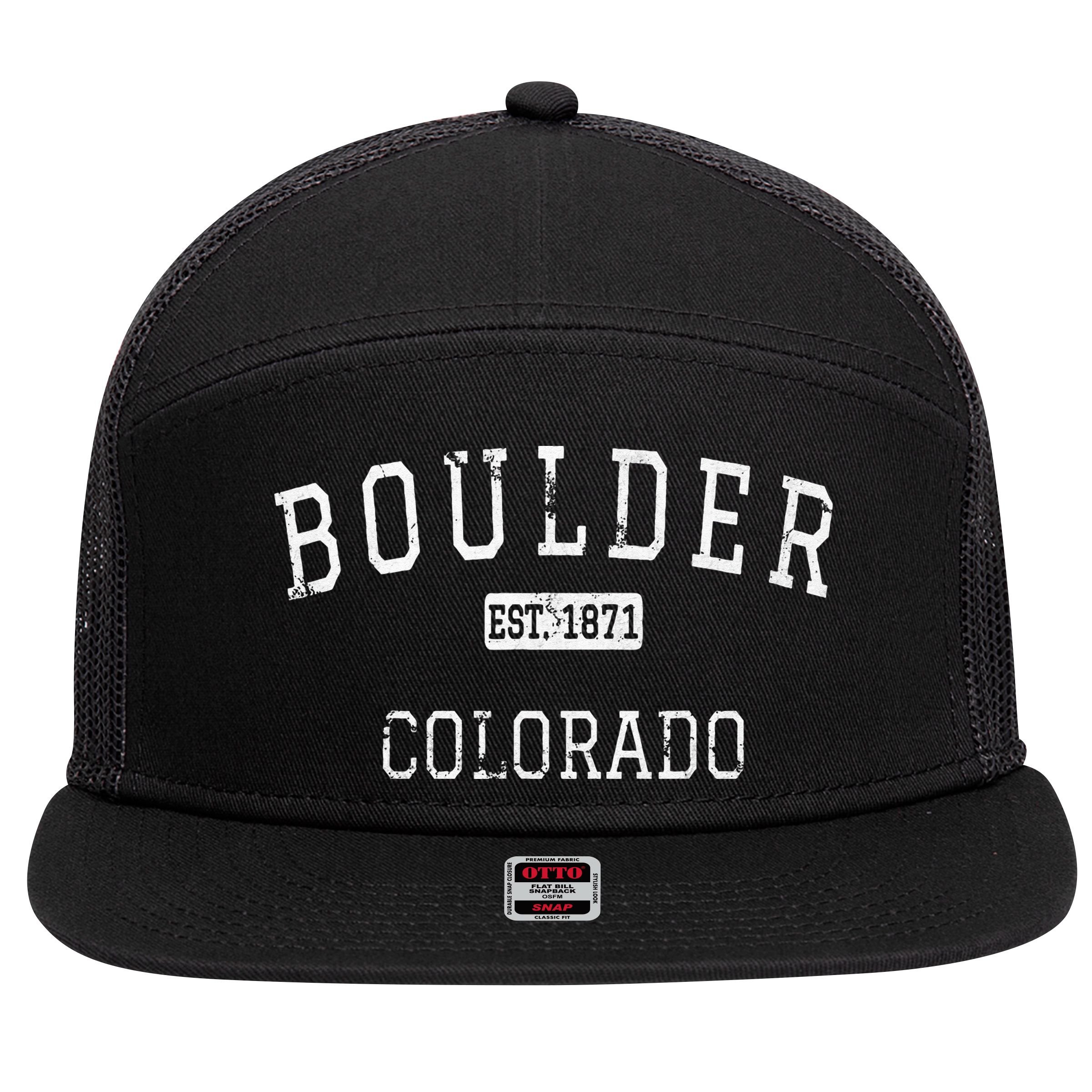 Boulder Colorado CO Vintage 7 Panel Mesh Trucker Snapback Hat