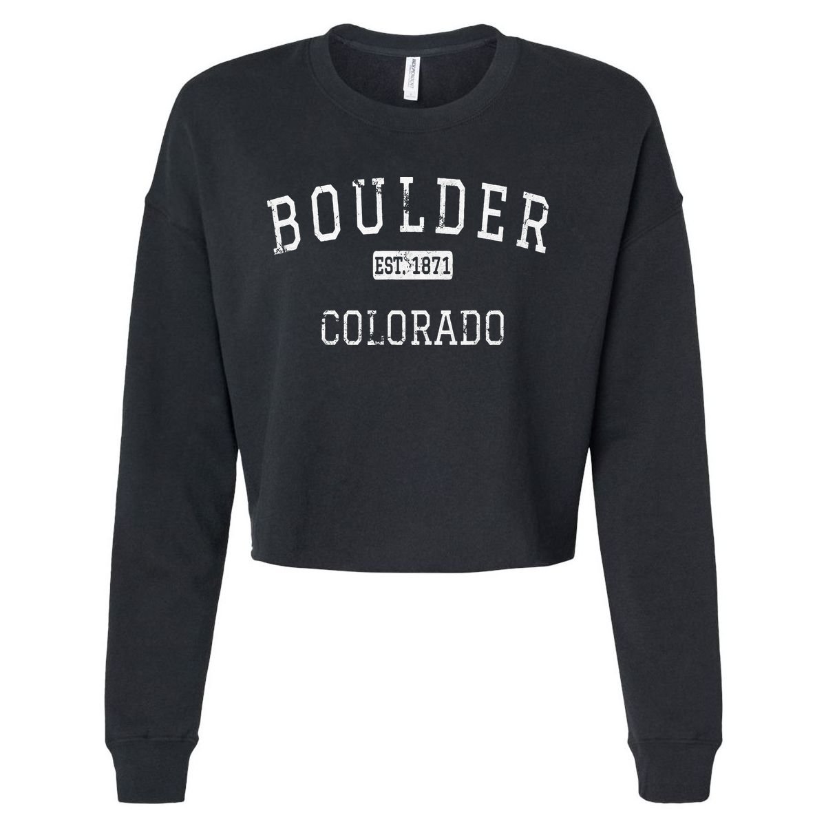 Boulder Colorado CO Vintage Cropped Pullover Crew