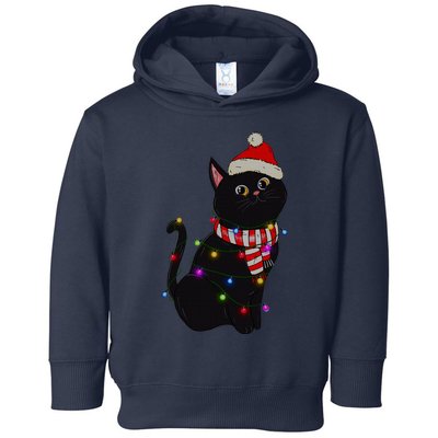 Black Cat christmas light funny cat lover christmas  Toddler Hoodie