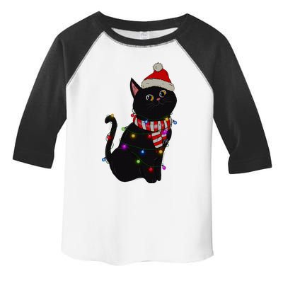 Black Cat christmas light funny cat lover christmas  Toddler Fine Jersey T-Shirt