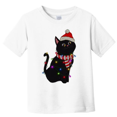 Black Cat christmas light funny cat lover christmas  Toddler T-Shirt