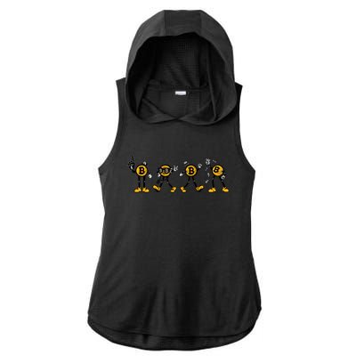 Bitcoin Cartoon Characters Ladies PosiCharge Tri-Blend Wicking Draft Hoodie Tank