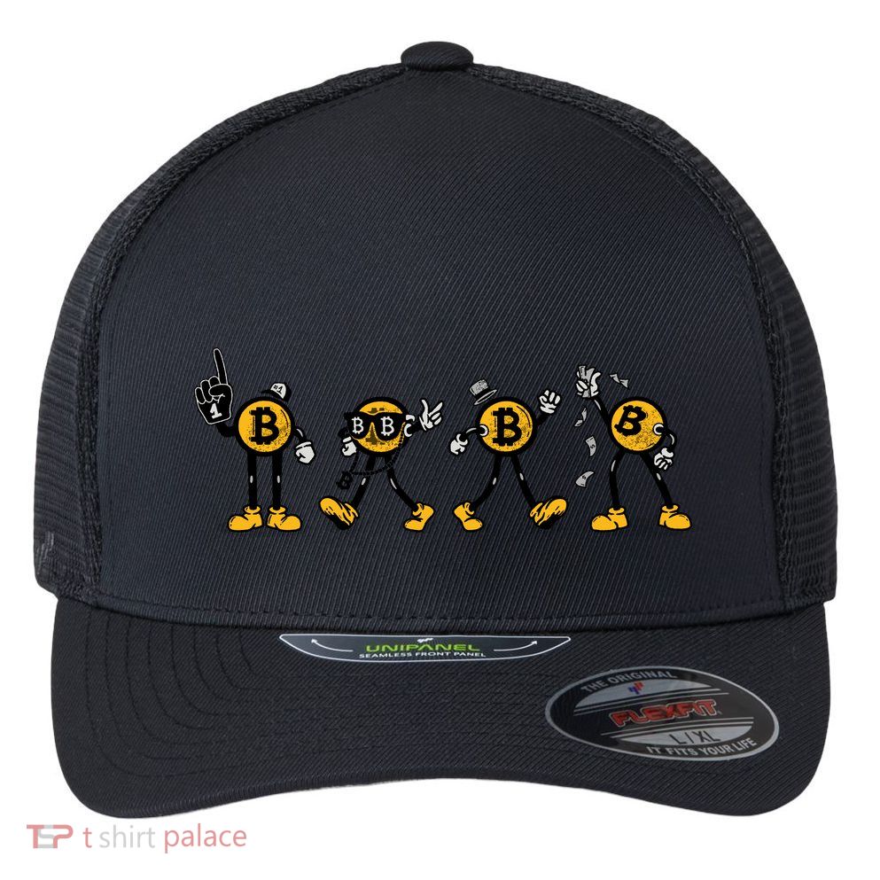 Bitcoin Cartoon Characters Flexfit Unipanel Trucker Cap