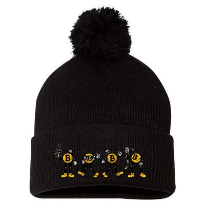 Bitcoin Cartoon Characters Pom Pom 12in Knit Beanie