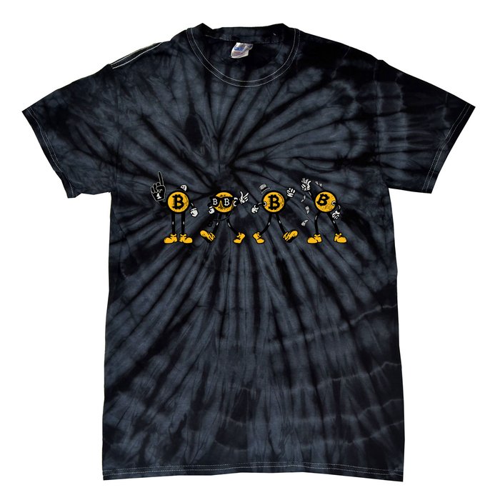 Bitcoin Cartoon Characters Tie-Dye T-Shirt