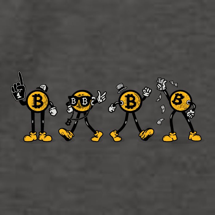 Bitcoin Cartoon Characters Vector Backpack