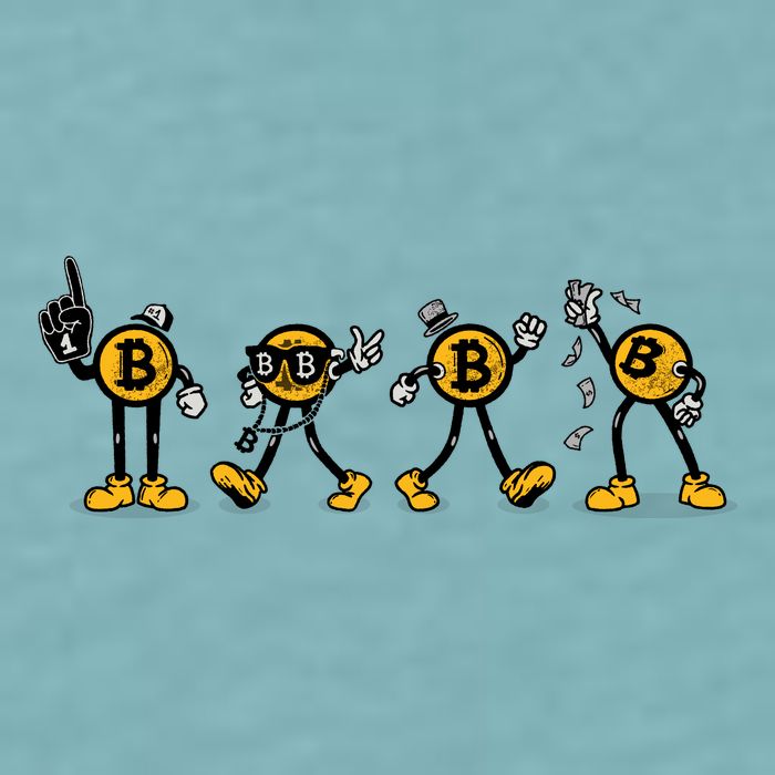 Bitcoin Cartoon Characters Sueded Cloud Jersey T-Shirt