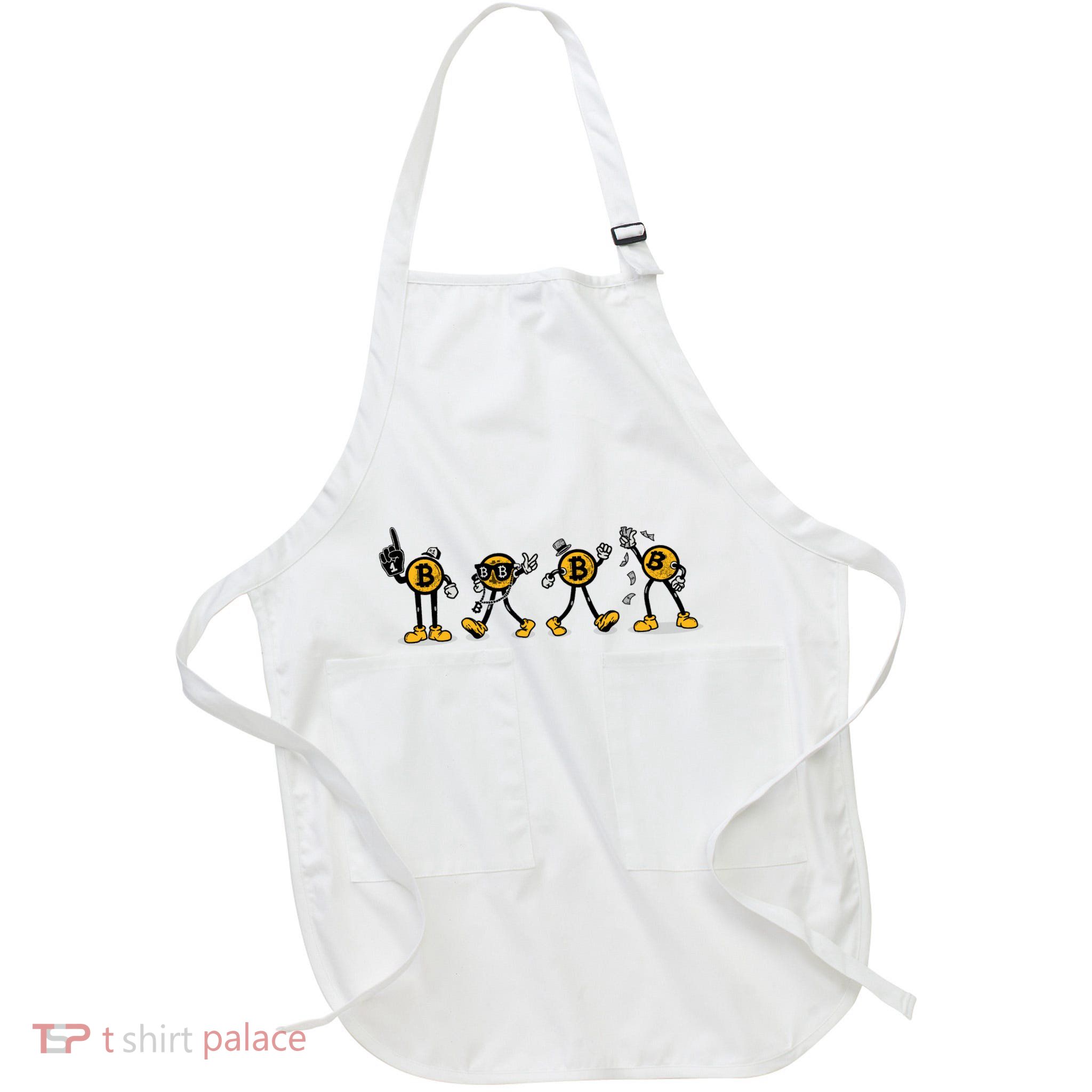Bitcoin Cartoon Characters Full-Length Apron With Pockets