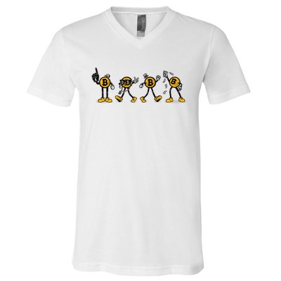 Bitcoin Cartoon Characters V-Neck T-Shirt