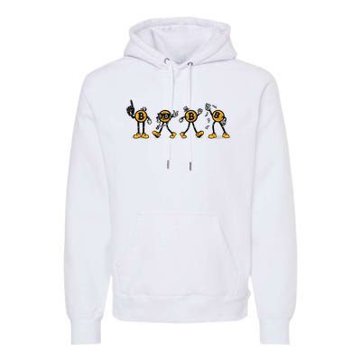 Bitcoin Cartoon Characters Premium Hoodie