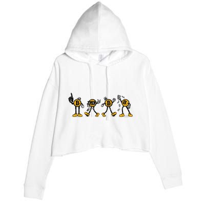 Bitcoin Cartoon Characters Crop Fleece Hoodie