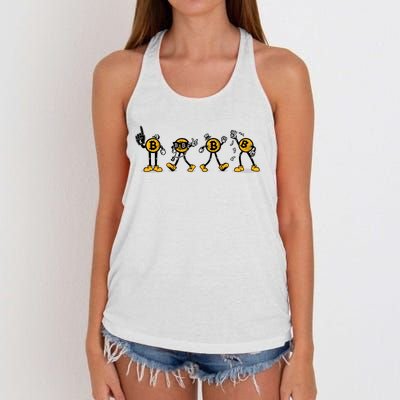 Bitcoin Cartoon Characters Women's Knotted Racerback Tank