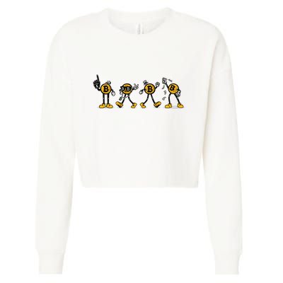 Bitcoin Cartoon Characters Cropped Pullover Crew