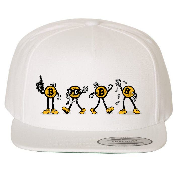 Bitcoin Cartoon Characters Wool Snapback Cap